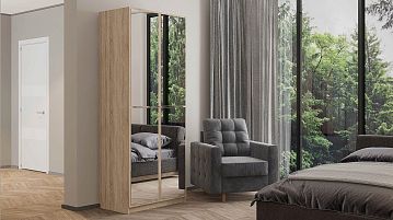 Шкаф двухдверный с зеркалами Noble 90 см, цвет Дуб бардолино